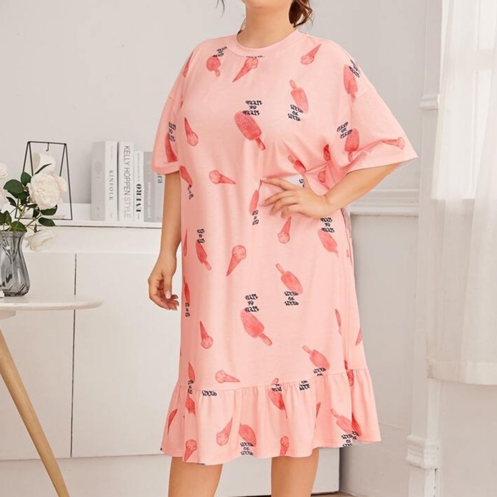 New Plus Pink Ruffle Nightgown​ - Picture 3 of 5